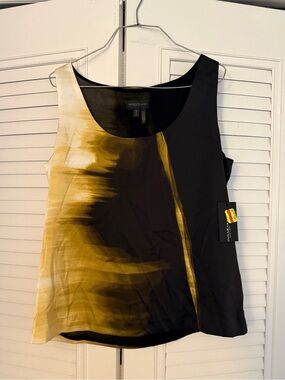 Donna Karan Black and Gold Abstract Sleeveless Camisole